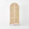 Natural Woven Rattan Bedroom Clothing Armoire with Hidden 2 Doors and Drawers Wardrobe