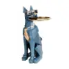 Modern Blue Dog Resin End table with Tray Top and Tissue Box