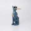 Modern Blue Dog Resin End table with Tray Top and Tissue Box