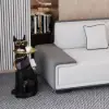 Modern Black Dog Resin End table with Tray Top and Tissue Box