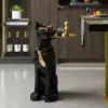 Modern Black Dog Resin End table with Tray Top and Tissue Box
