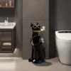 Modern Black Dog Resin End table with Tray Top and Tissue Box