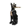 Modern Black Dog Resin End table with Tray Top and Tissue Box