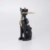 Modern Black Dog Resin End table with Tray Top and Tissue Box
