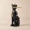 Modern Black Dog Resin End table with Tray Top and Tissue Box
