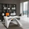 Modern 1400 mm Rectangular White Writing Desk with Arched Base