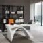 Modern 1400 mm Rectangular White Writing Desk with Arched Base
