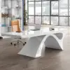 Modern 1400 mm Rectangular White Writing Desk with Arched Base