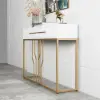 800mm Modern Narrow White Console Table with Storage Wood Entryway Table with Drawers