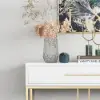 800mm Modern Narrow White Console Table with Storage Wood Entryway Table with Drawers