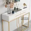 800mm Modern Narrow White Console Table with Storage Wood Entryway Table with Drawers