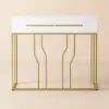 800mm Modern Narrow White Console Table with Storage Wood Entryway Table with Drawers