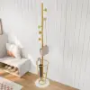 Picture of 1700mm Hallway Metal Round Hooks Coat Stand with Umbrella Stand Base-Gold