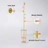 Picture of 1700mm Hallway Metal Round Hooks Coat Stand with Umbrella Stand Base-Gold