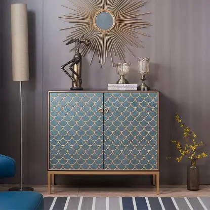 Modern 99 cm Wood Sideboard with 2 Doors & Adjustable Shelves