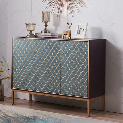Modern 119 cm Wood Sideboard with 3 Doors & Adjustable Shelves