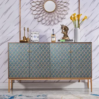 Modern 150 cm Wood Sideboard with 4 Doors & Adjustable Shelves