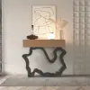 1000mm Modern Walnut & Black Console Table with Drawers