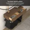 1000mm Modern Walnut & Black Console Table with Drawers