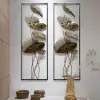 Picture of 910mm 2 Pieces Metal Lotus Leaves Wall Decor Set for Living Room with Black Frame