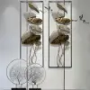 Picture of 910mm 2 Pieces Metal Lotus Leaves Wall Decor Set for Living Room with Black Frame