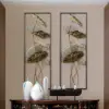 Picture of 910mm 2 Pieces Metal Lotus Leaves Wall Decor Set for Living Room with Black Frame