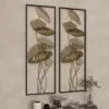 Picture of 910mm 2 Pieces Metal Lotus Leaves Wall Decor Set for Living Room with Black Frame