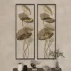 Picture of 910mm 2 Pieces Metal Lotus Leaves Wall Decor Set for Living Room with Black Frame