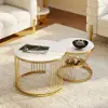 Modern 2-Piece Round White Nesting Coffee Table Set with Sintered Stone Top