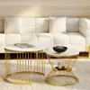 Modern 2-Piece Round White Nesting Coffee Table Set with Sintered Stone Top