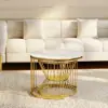Modern 2-Piece Round White Nesting Coffee Table Set with Sintered Stone Top