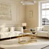 Modern 2-Piece Round White Nesting Coffee Table Set with Sintered Stone Top