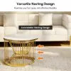 Modern 2-Piece Round White Nesting Coffee Table Set with Sintered Stone Top