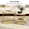 Modern 2-Piece Round White Nesting Coffee Table Set with Sintered Stone Top