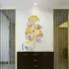 Modern Metal Ginkgo Leaves Wall Decor Home Hanging Art in Gold