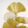 Modern Metal Ginkgo Leaves Wall Decor Home Hanging Art in Gold