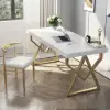 Picture of 1000mm Modern White Rectangular Writing Desk with Gold Base