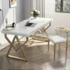 Picture of 1000mm Modern White Rectangular Writing Desk with Gold Base
