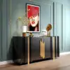 Aurea 160 cm Black Wood Sideboard Buffet Cabinet with 2 Doors 2 Shelves