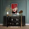 Aurea 160 cm Black Wood Sideboard Buffet Cabinet with 2 Doors 2 Shelves