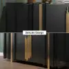Aurea 160 cm Black Wood Sideboard Buffet Cabinet with 2 Doors 2 Shelves