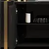 Aurea 160 cm Black Wood Sideboard Buffet Cabinet with 2 Doors 2 Shelves