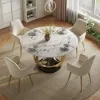 Modern 135 cm Round Sintered Stone Dining Table, Seats 4
