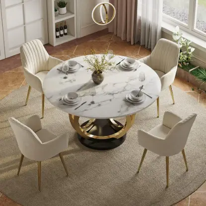 Picture of Modern 135 cm Round Sintered Stone Dining Table, Seats 4
