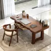Rustic 120 cm Rectangular Natural Rubberwood Desk with Drawer Storage