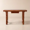 Rustic 120 cm Rectangular Natural Rubberwood Desk with Drawer Storage