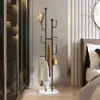 400mm Modern Entryway Freestanding Coat Rack Metal 7 Hooks Marble Base in Black
