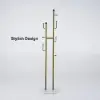 400mm Modern Entryway Freestanding Coat Rack Metal 7 Hooks Marble Base in Black
