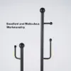 400mm Modern Entryway Freestanding Coat Rack Metal 7 Hooks Marble Base in Black