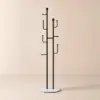 400mm Modern Entryway Freestanding Coat Rack Metal 7 Hooks Marble Base in Black